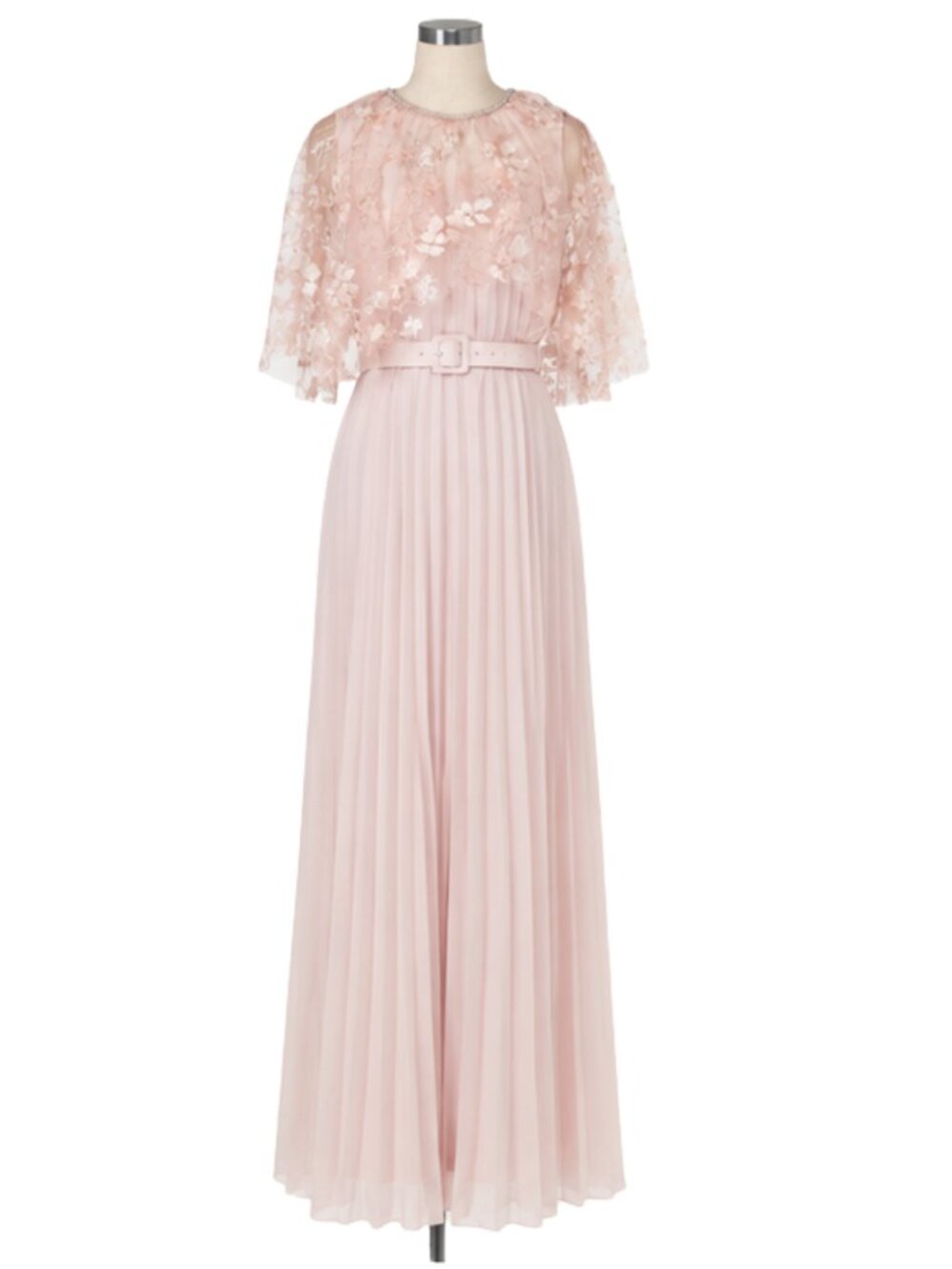 SELF-PORTRAIT Blossom Sequin Cape Maxi Dress Blush Pink Chiffon NWT Sz 8. - Picture 3 of 13